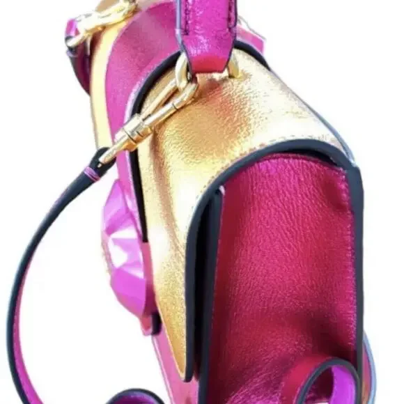 Kate Spade Bijou Barbie Pink Metallic Pebble Leather Top Handle Crossbody Bag - Picture 10 of 11